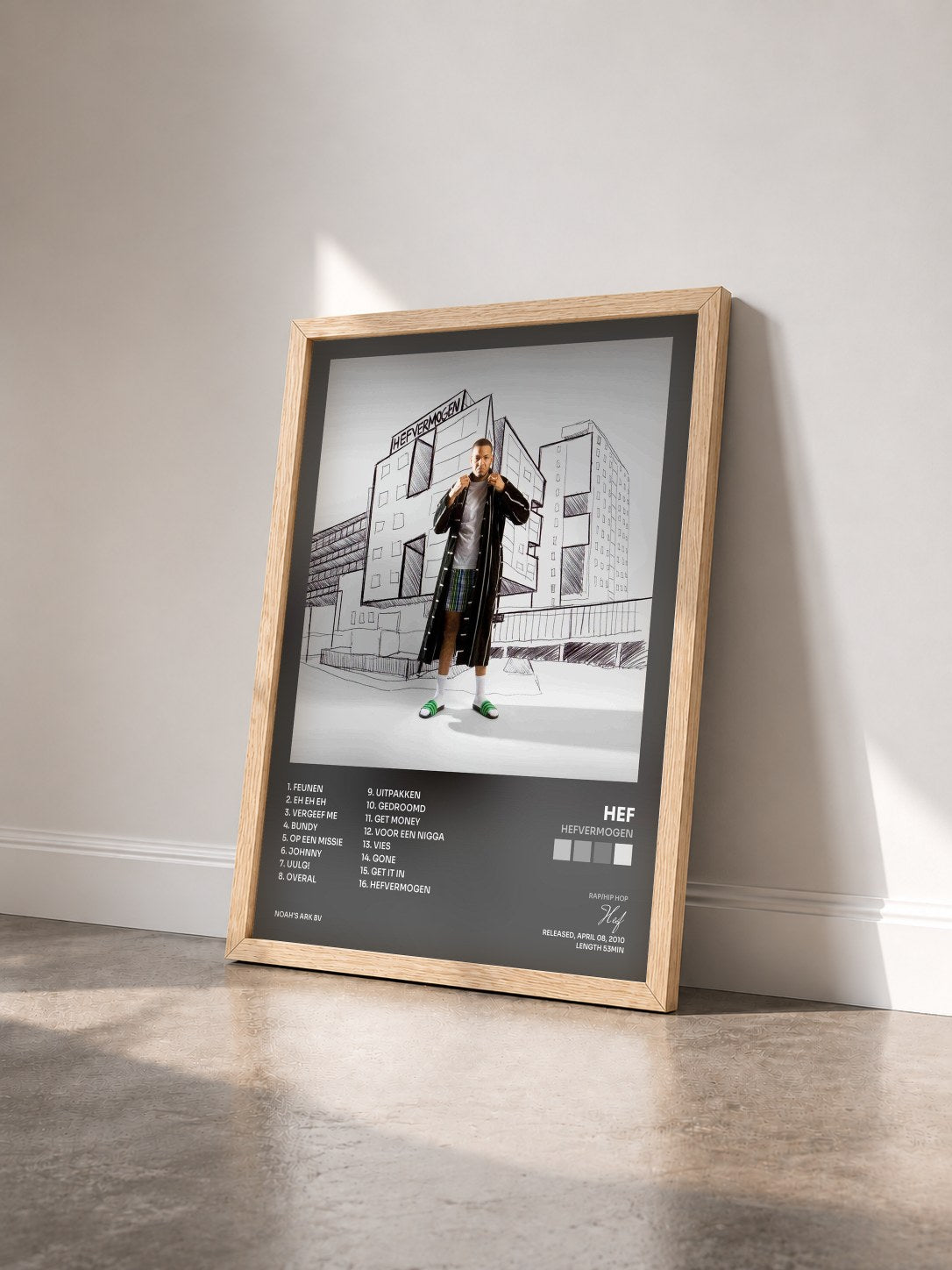 #bois Tableau de l'album Hefvermogen de Hef vu de trois quarts, cadre en bois brut
