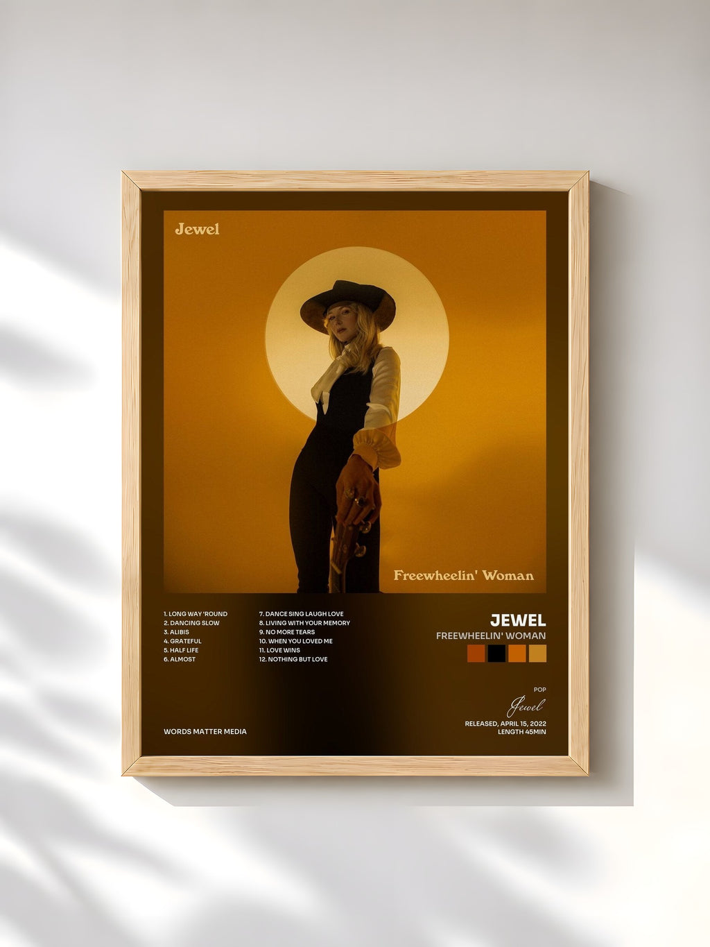 #bois Tableau de l'album Freewheelin' Woman de Jewel, cadre en bois brut, imprimé et encadré en France