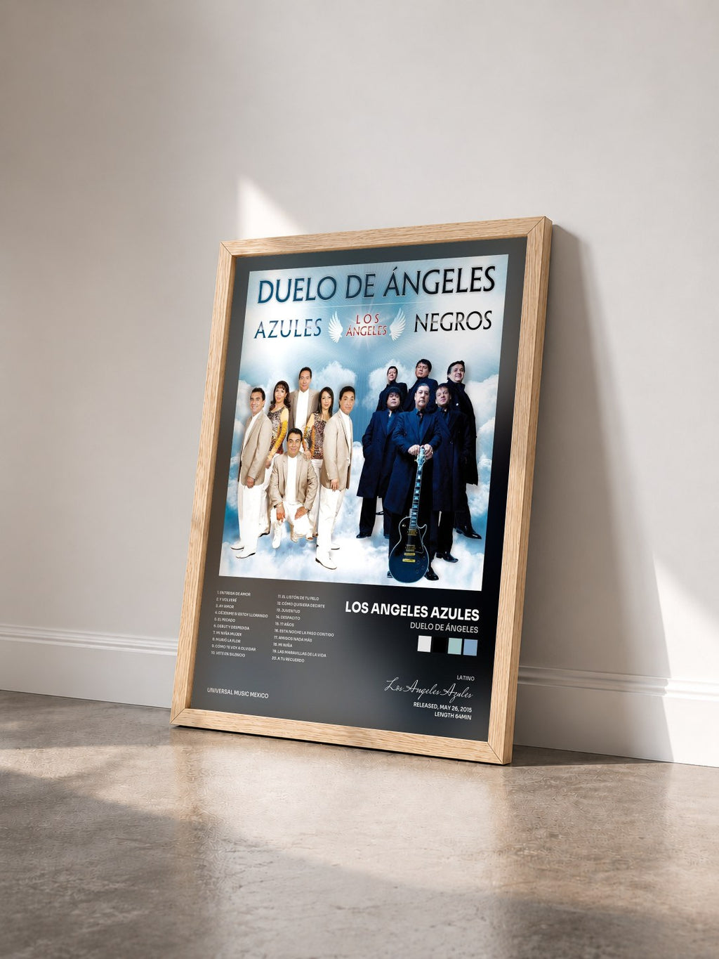 #bois Tableau de l'album Duelo De Ángeles de Los Angeles Azules vu de trois quarts, cadre en bois brut