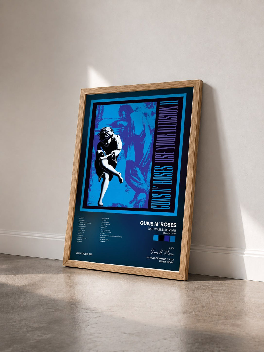#bois Tableau de l'album Use Your Illusion II (Deluxe Edition) de Guns N' Roses vu de trois quarts, cadre en bois brut