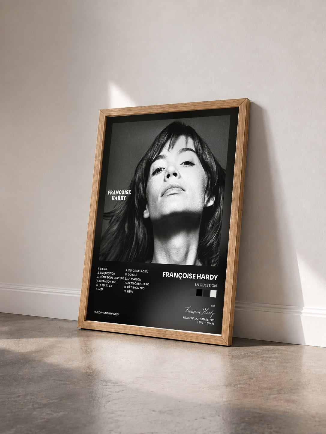 #bois Tableau de l'album La question de Françoise Hardy vu de trois quarts, cadre en bois brut