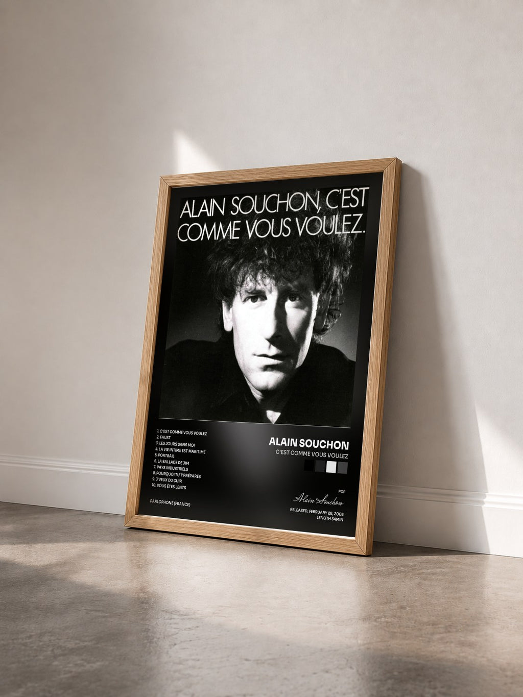 #bois Tableau de l'album C'est comme vous voulez de Alain Souchon vu de trois quarts, cadre en bois brut