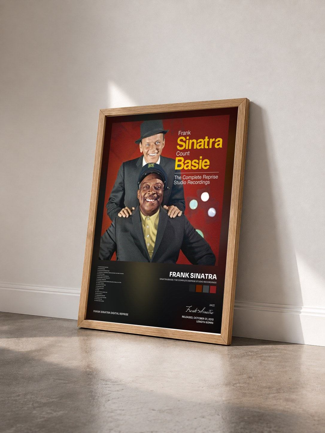 #bois Tableau de l'album Sinatra/Basie: The Complete Reprise Studio Recordings de Frank Sinatra vu de trois quarts, cadre en bois brut