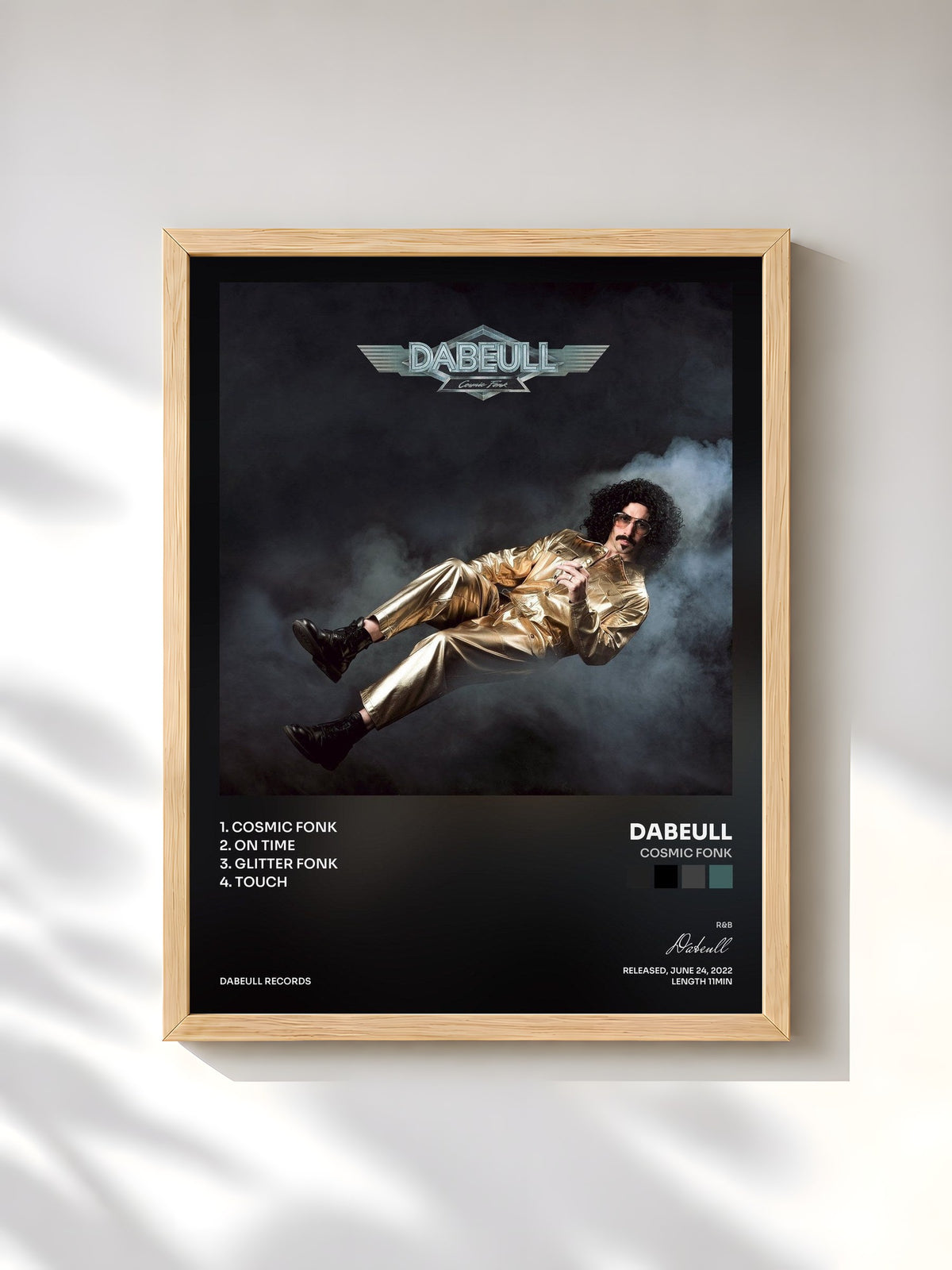 #bois Tableau de l'album Cosmic Fonk de Dabeull, cadre en bois brut, imprimé et encadré en France
