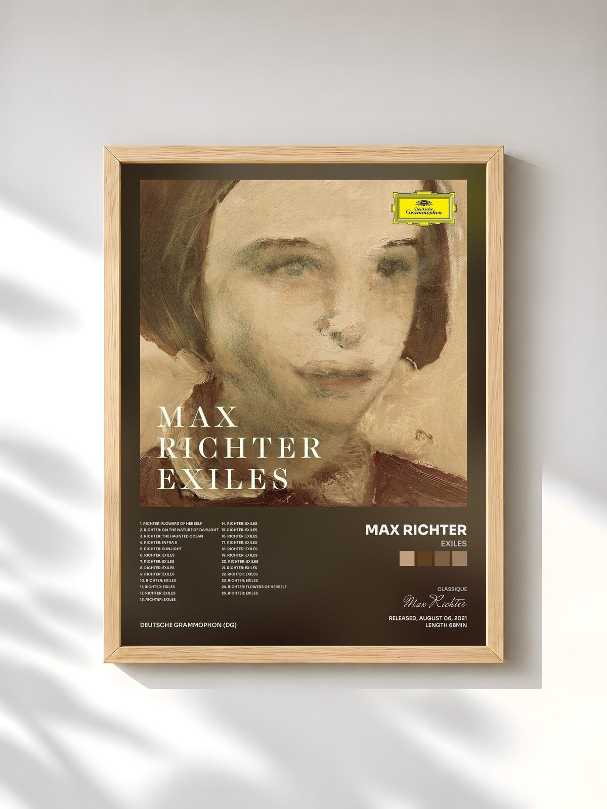 #bois Tableau de l'album Exiles de Max Richter, cadre en bois brut, imprimé et encadré en France