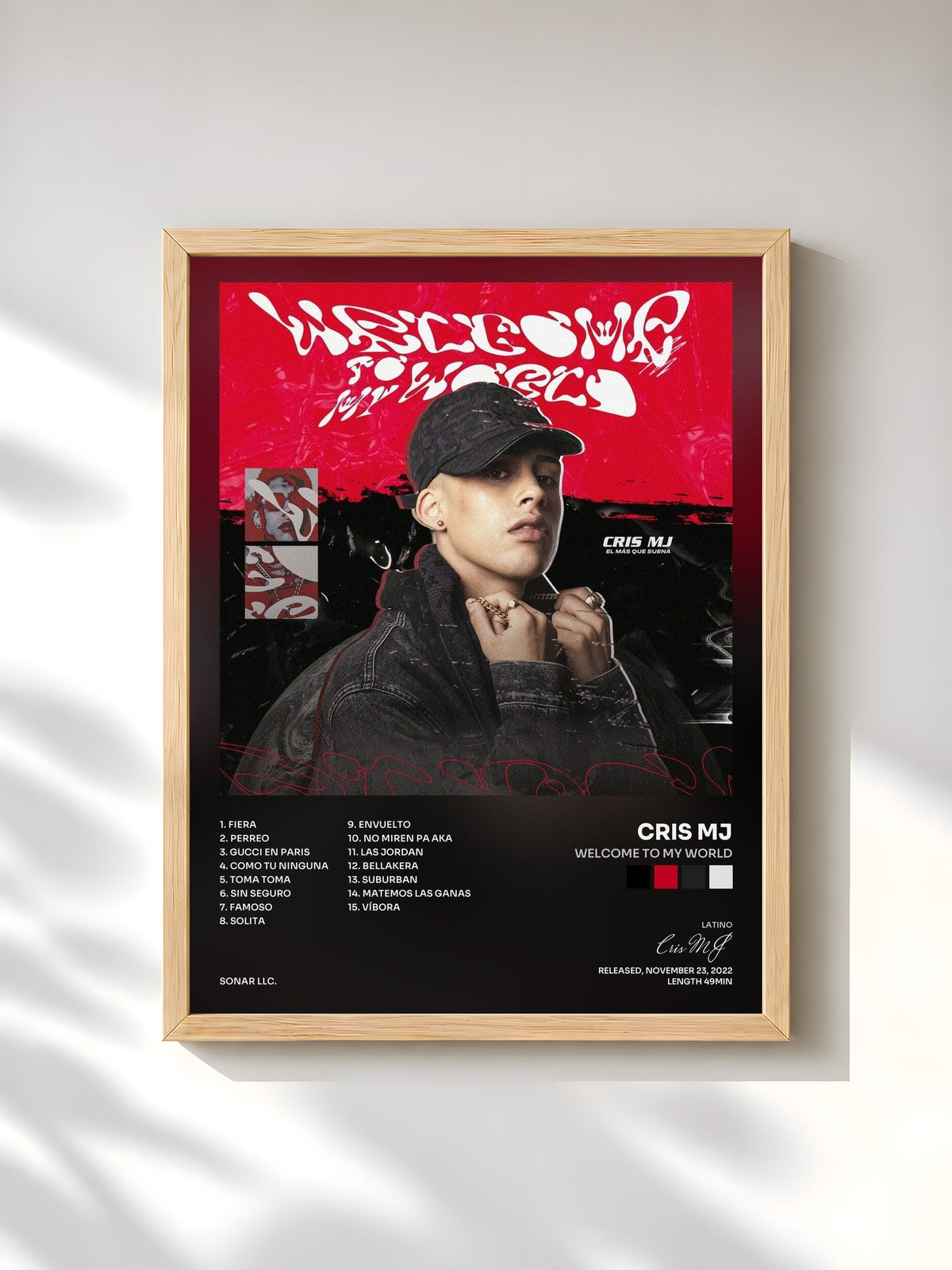 #bois Tableau de l'album Welcome To My World de Cris MJ, cadre en bois brut, imprimé et encadré en France