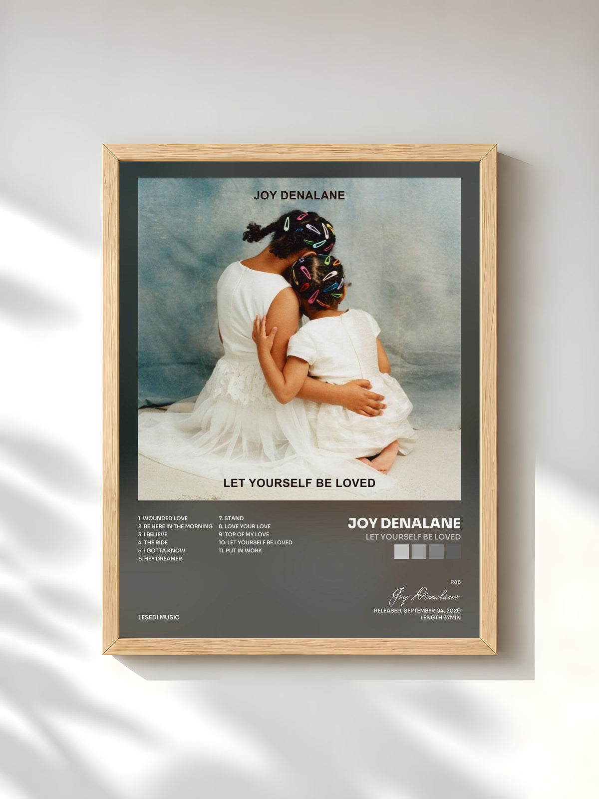 #bois Tableau de l'album Let Yourself Be Loved de Joy Denalane, cadre en bois brut, imprimé et encadré en France