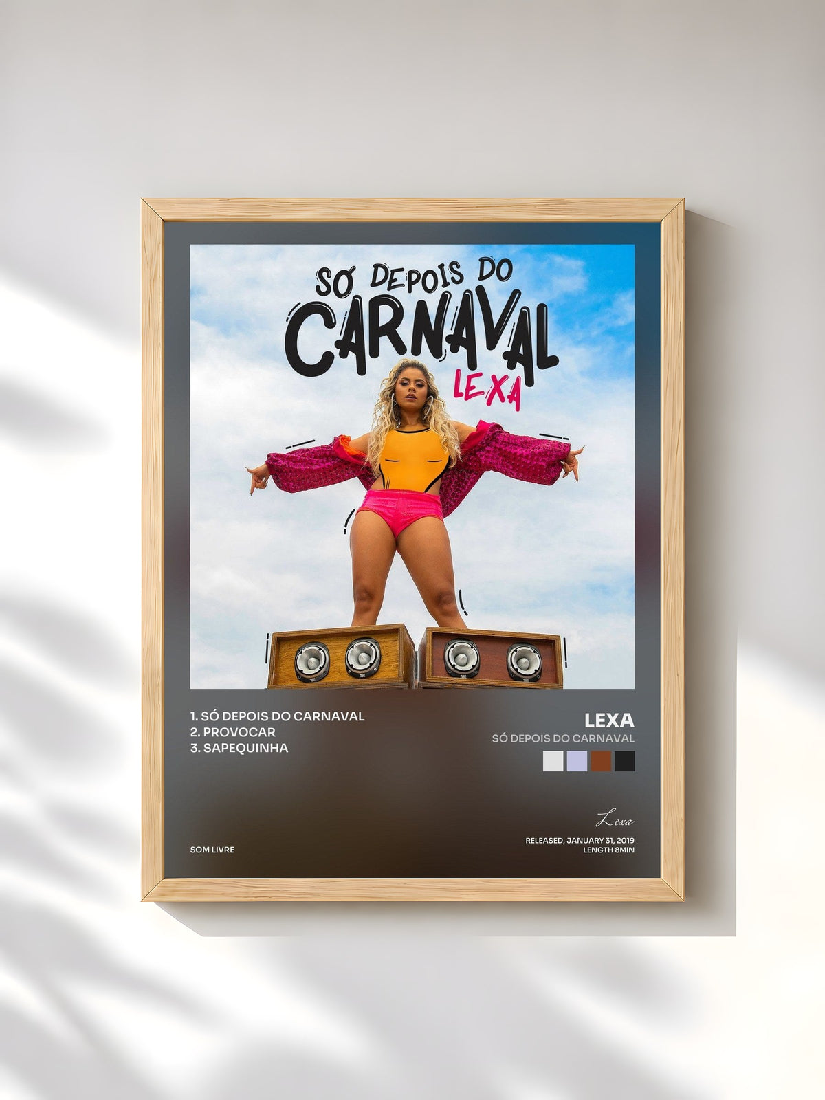 #bois Tableau de l'album Só Depois do Carnaval de Lexa, cadre en bois brut, imprimé et encadré en France