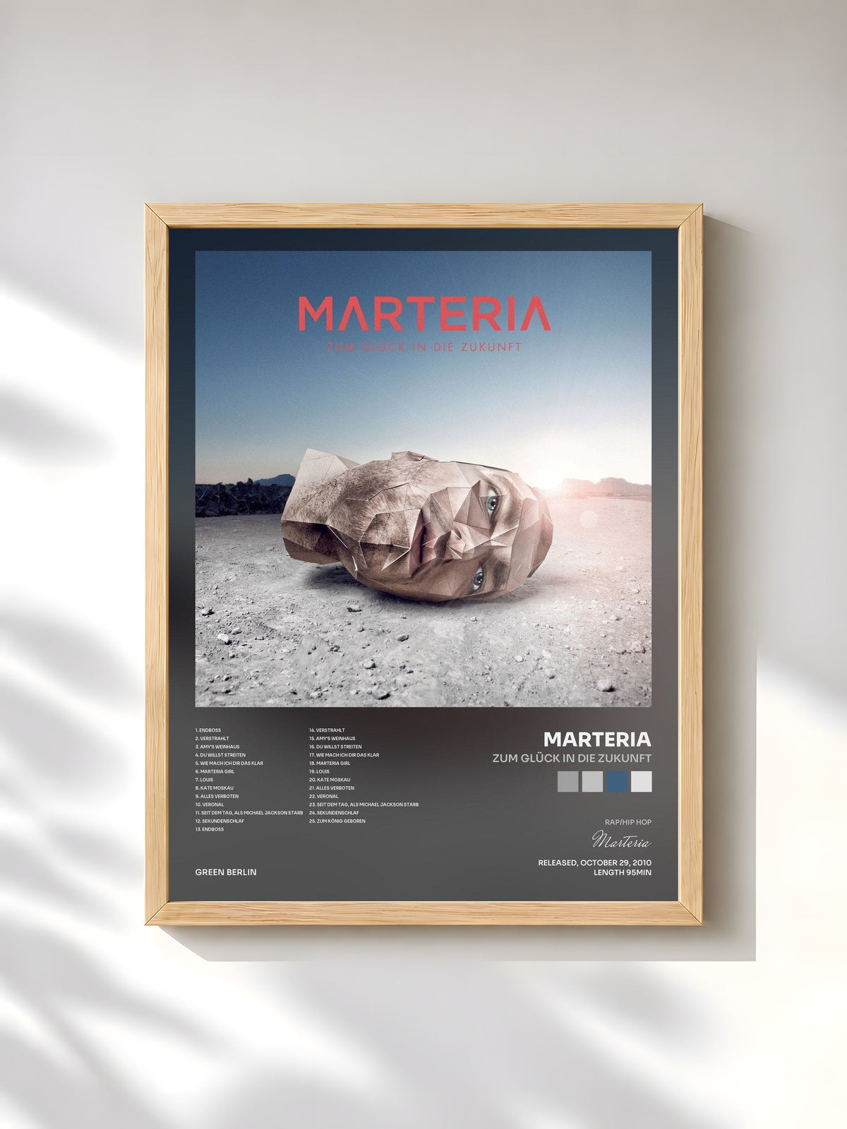 #bois Tableau de l'album Zum Glück in die Zukunft de Marteria, cadre en bois brut, imprimé et encadré en France