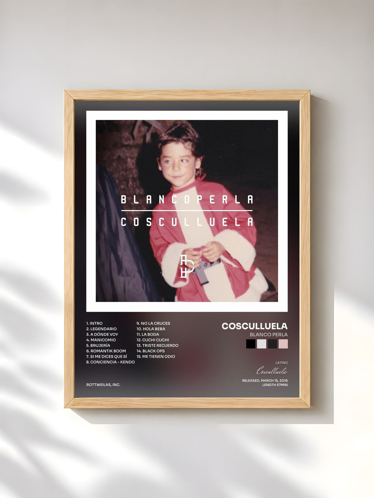 #bois Tableau de l'album Blanco Perla de Cosculluela, cadre en bois brut, imprimé et encadré en France
