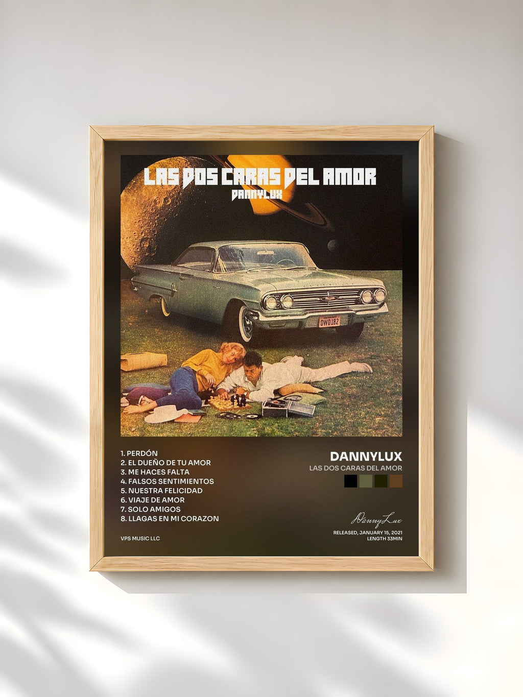 #bois Tableau de l'album Las Dos Caras Del Amor de DannyLux, cadre en bois brut, imprimé et encadré en France