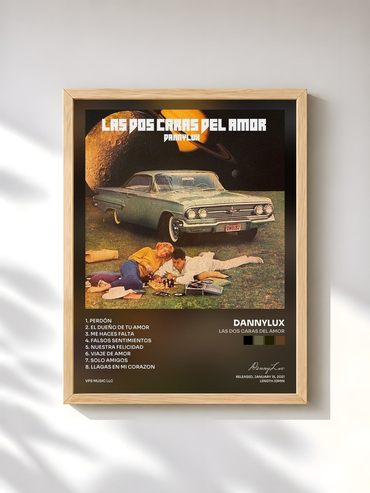 #bois Tableau de l'album Las Dos Caras Del Amor de DannyLux, cadre en bois brut, imprimé et encadré en France