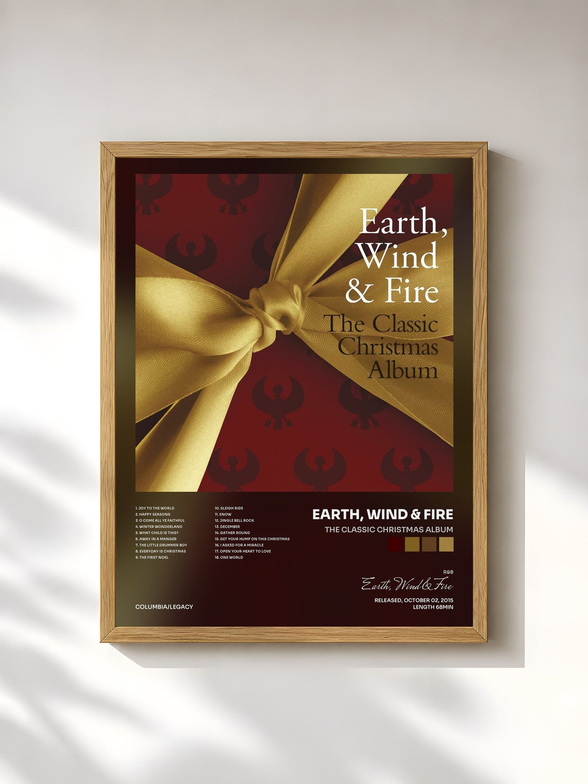 #bois Tableau de l'album The Classic Christmas Album de Earth, Wind & Fire, cadre en bois brut, imprimé et encadré en France