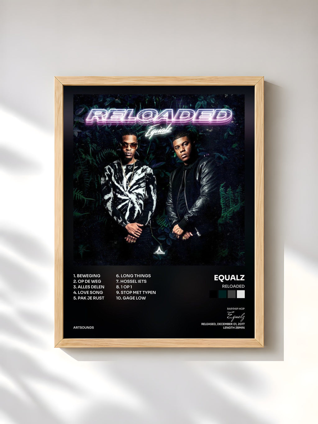 #bois Tableau de l'album Reloaded de Equalz, cadre en bois brut, imprimé et encadré en France