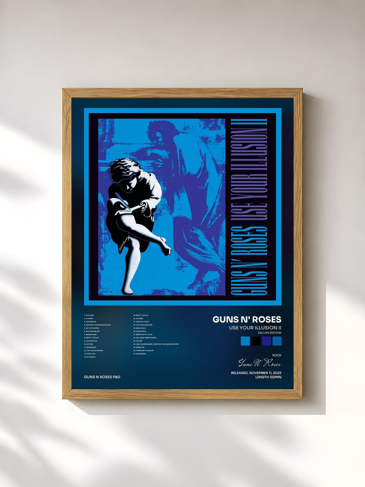 #bois Tableau de l'album Use Your Illusion II (Deluxe Edition) de Guns N' Roses, cadre en bois brut, imprimé et encadré en France