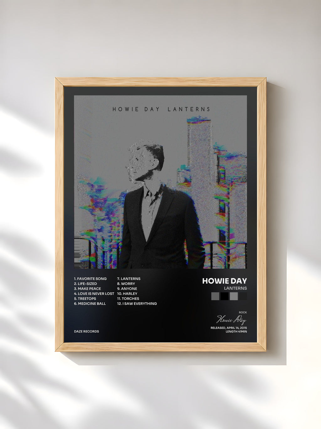 #bois Tableau de l'album Lanterns de Howie Day, cadre en bois brut, imprimé et encadré en France