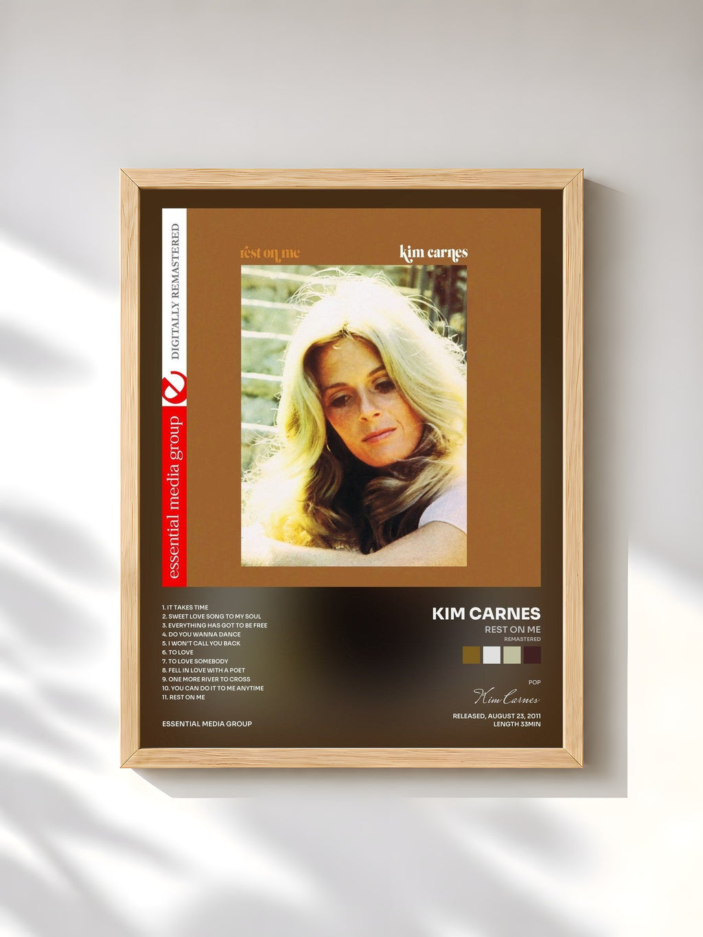 #bois Tableau de l'album Rest on Me (Remastered) de Kim Carnes, cadre en bois brut, imprimé et encadré en France
