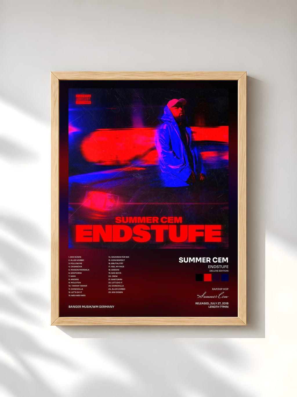 #bois Tableau de l'album Endstufe (Deluxe Edition) de Summer Cem, cadre en bois brut, imprimé et encadré en France