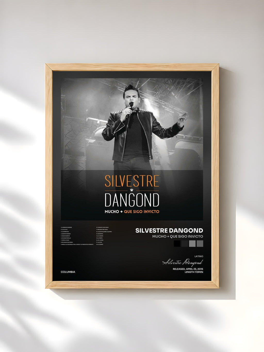 #bois Tableau de l'album Mucho + Que Sigo Invicto de Silvestre Dangond, cadre en bois brut, imprimé et encadré en France