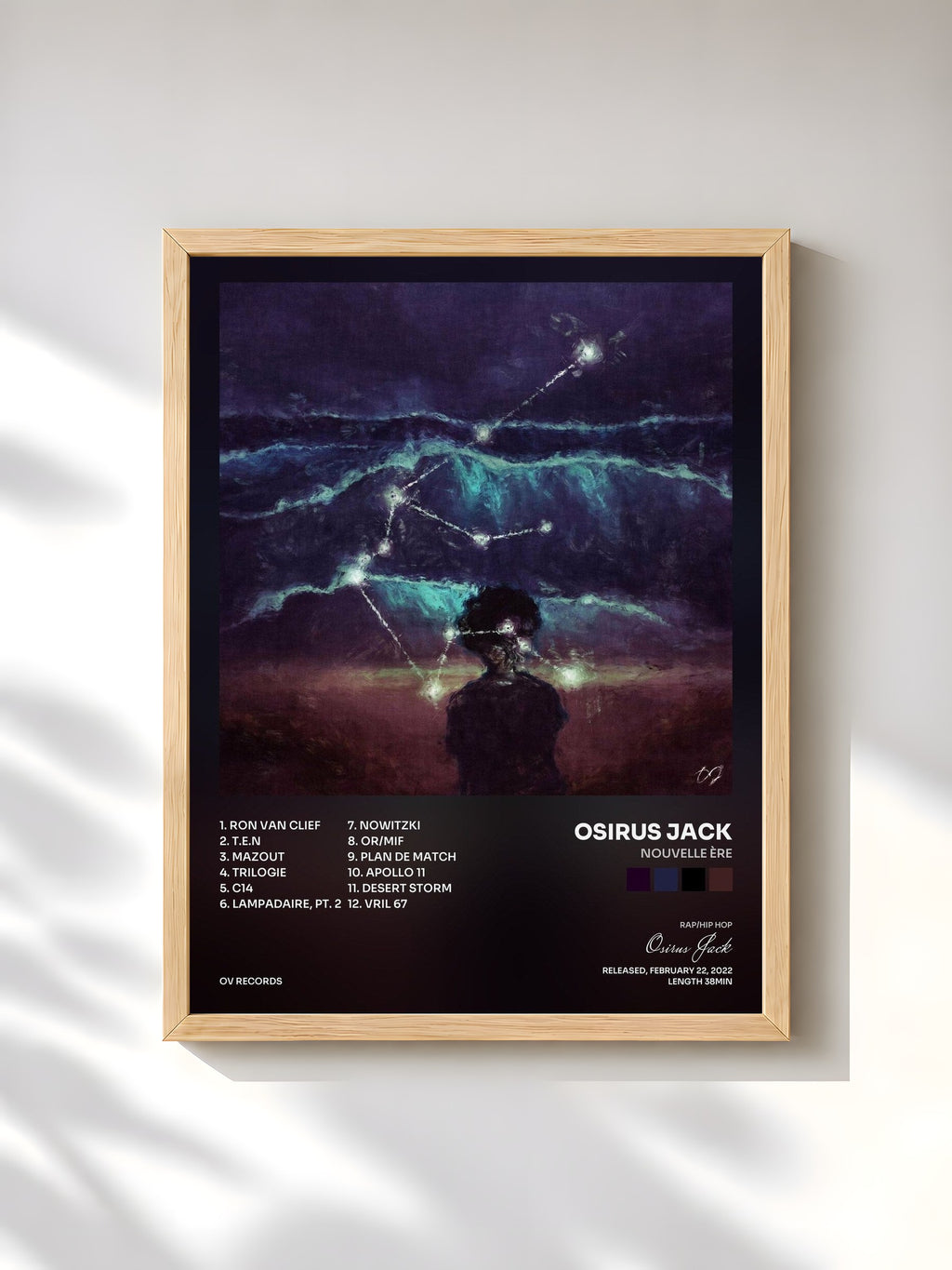 #bois Tableau de l'album Nouvelle Ère de Osirus Jack, cadre en bois brut, imprimé et encadré en France