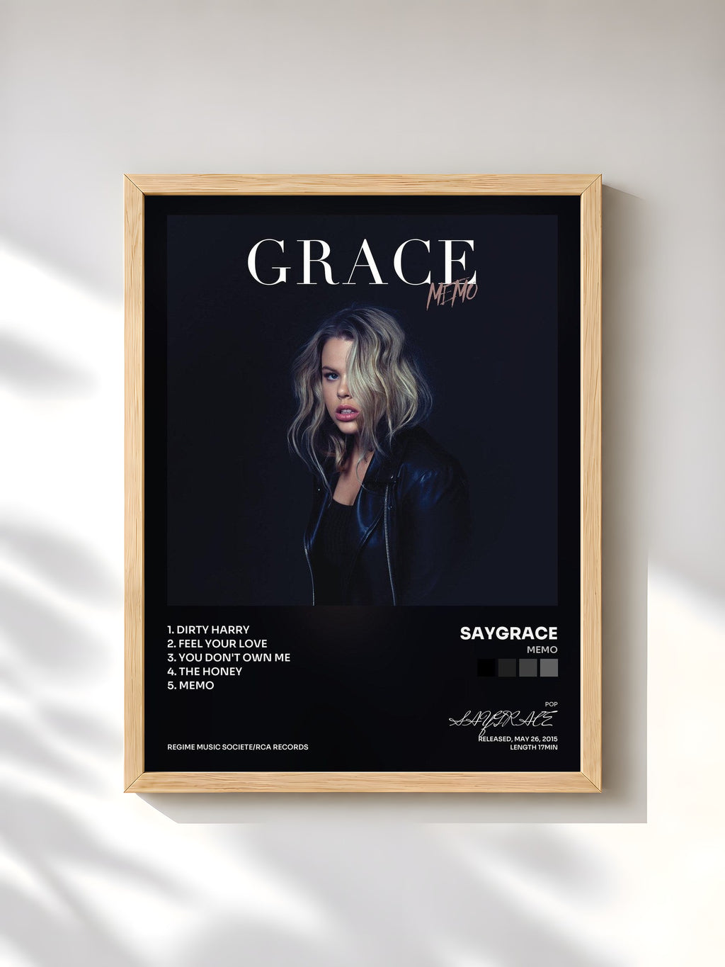 #bois Tableau de l'album Memo de SAYGRACE, cadre en bois brut, imprimé et encadré en France