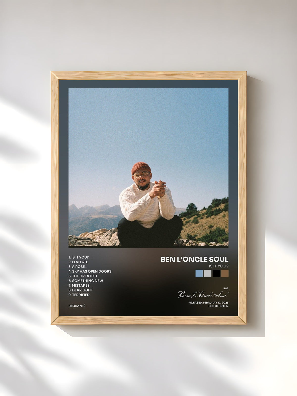 #bois Tableau de l'album Is It You? de Ben L'Oncle Soul, cadre en bois brut, imprimé et encadré en France