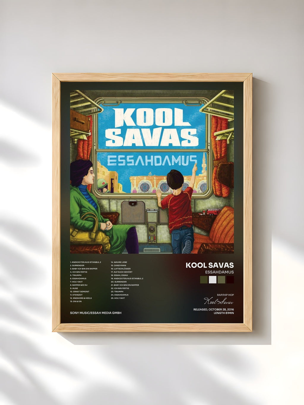 #bois Tableau de l'album Essahdamus de Kool Savas, cadre en bois brut, imprimé et encadré en France