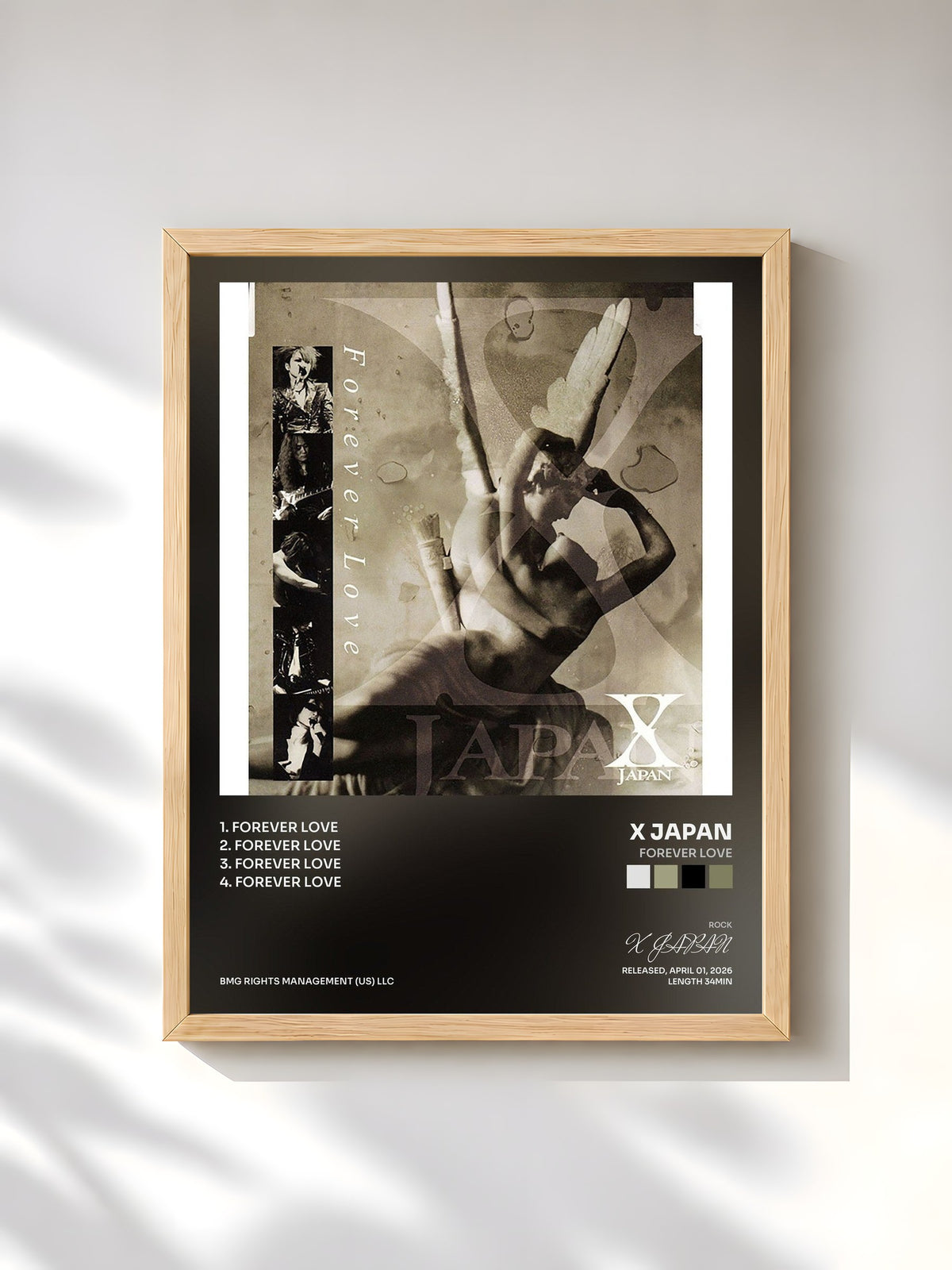#bois Tableau de l'album Forever Love de X JAPAN, cadre en bois brut, imprimé et encadré en France