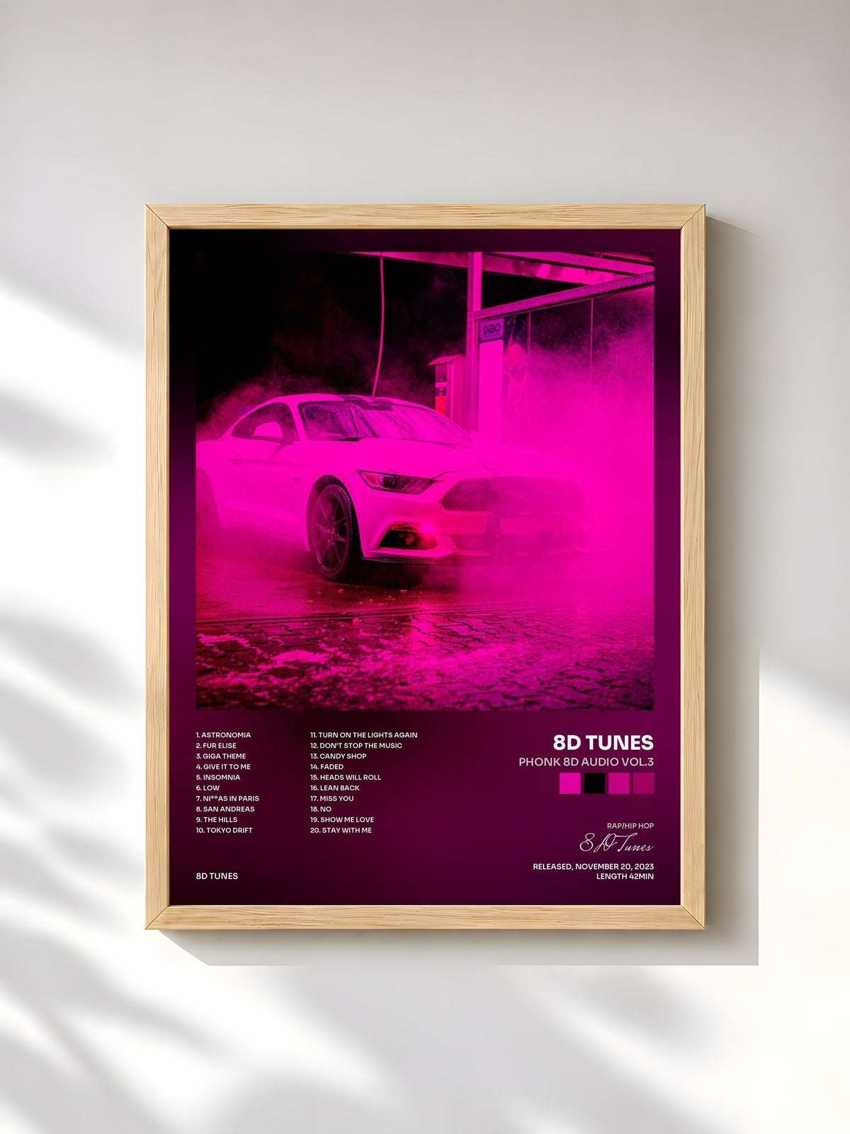 #bois Tableau de l'album Phonk 8D Audio Vol.3 de 8D Tunes, cadre en bois brut, imprimé et encadré en France