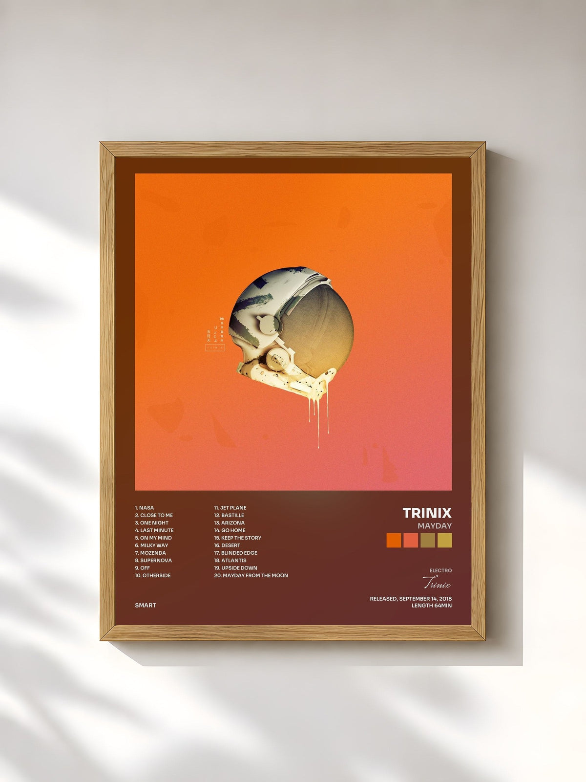 #bois Tableau de l'album Mayday de Trinix, cadre en bois brut, imprimé et encadré en France
