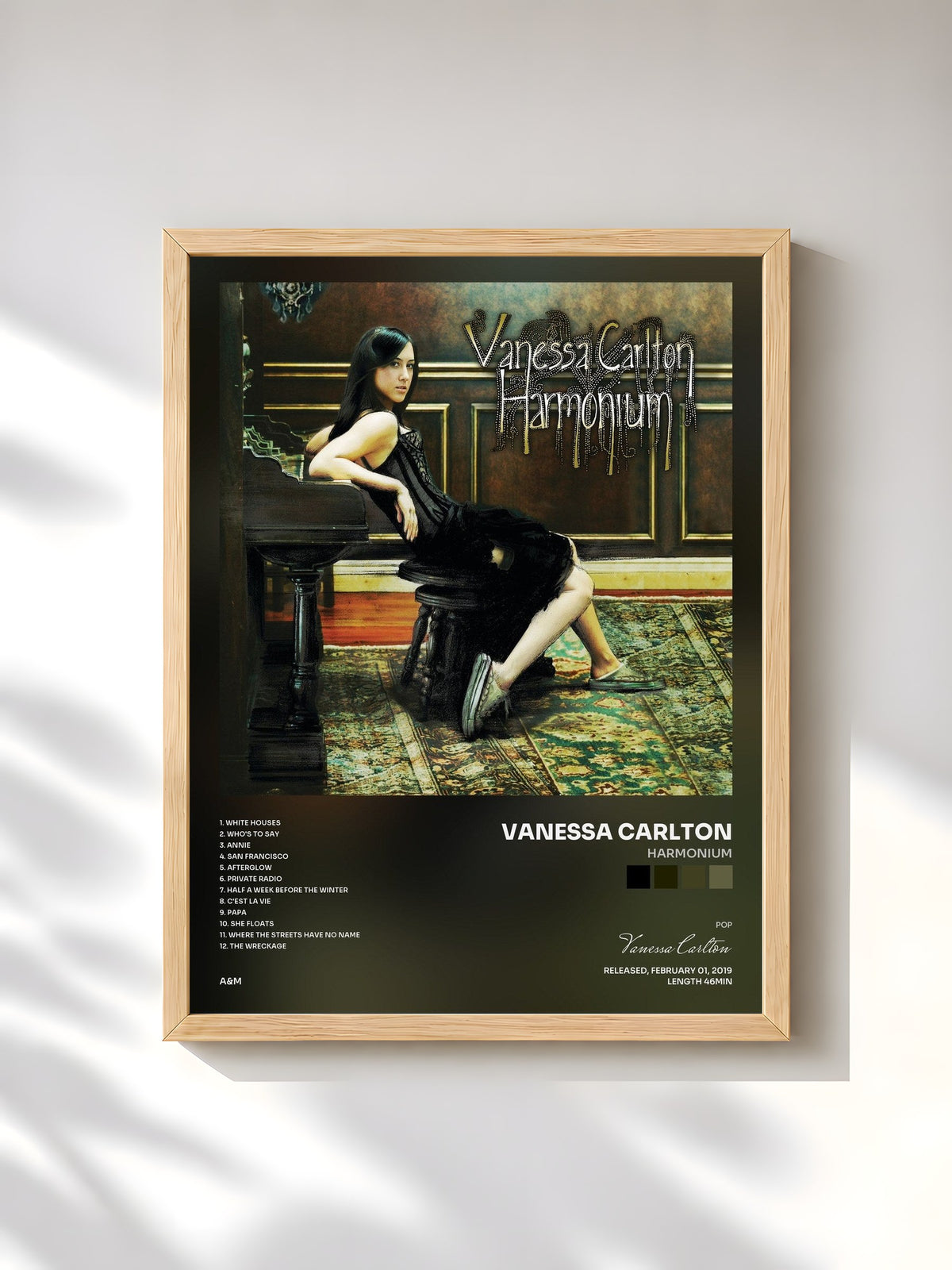 #bois Tableau de l'album Harmonium de Vanessa Carlton, cadre en bois brut, imprimé et encadré en France