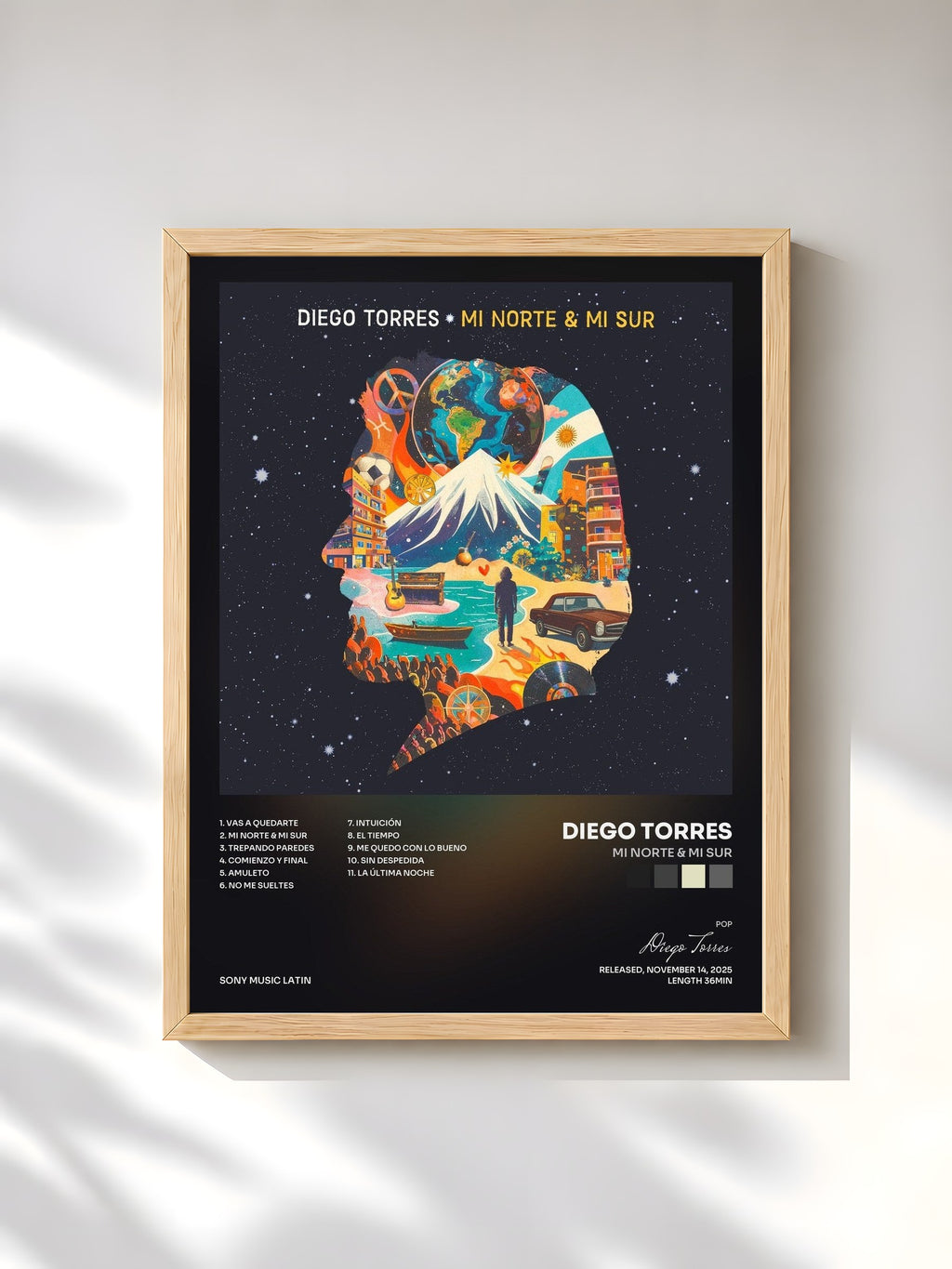 #bois Tableau de l'album Mi Norte & Mi Sur  de Diego Torres, cadre en bois brut, imprimé et encadré en France