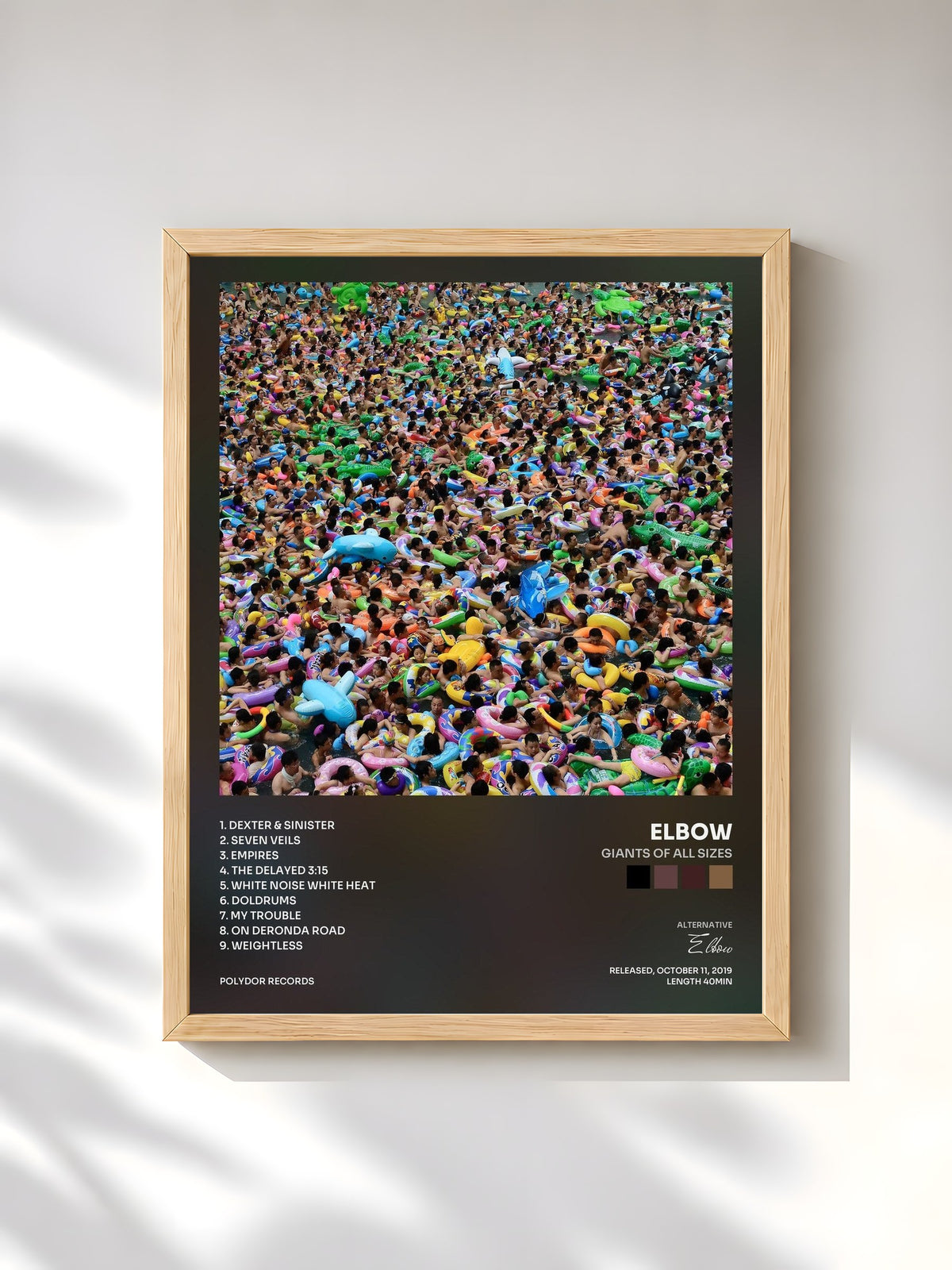 #bois Tableau de l'album Giants of All Sizes de Elbow, cadre en bois brut, imprimé et encadré en France
