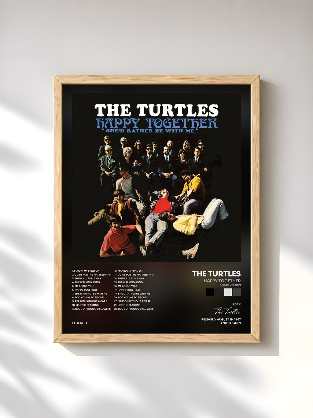 #bois Tableau de l'album Happy Together (Deluxe Version) de The Turtles, cadre en bois brut, imprimé et encadré en France