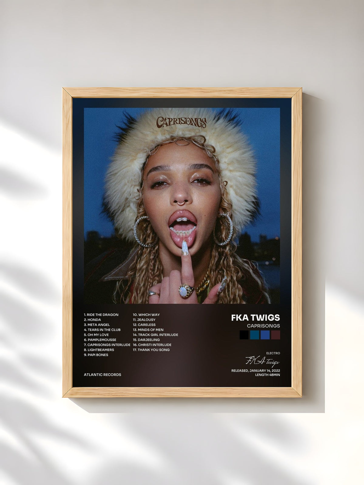 #bois Tableau de l'album CAPRISONGS de FKA twigs, cadre en bois brut, imprimé et encadré en France