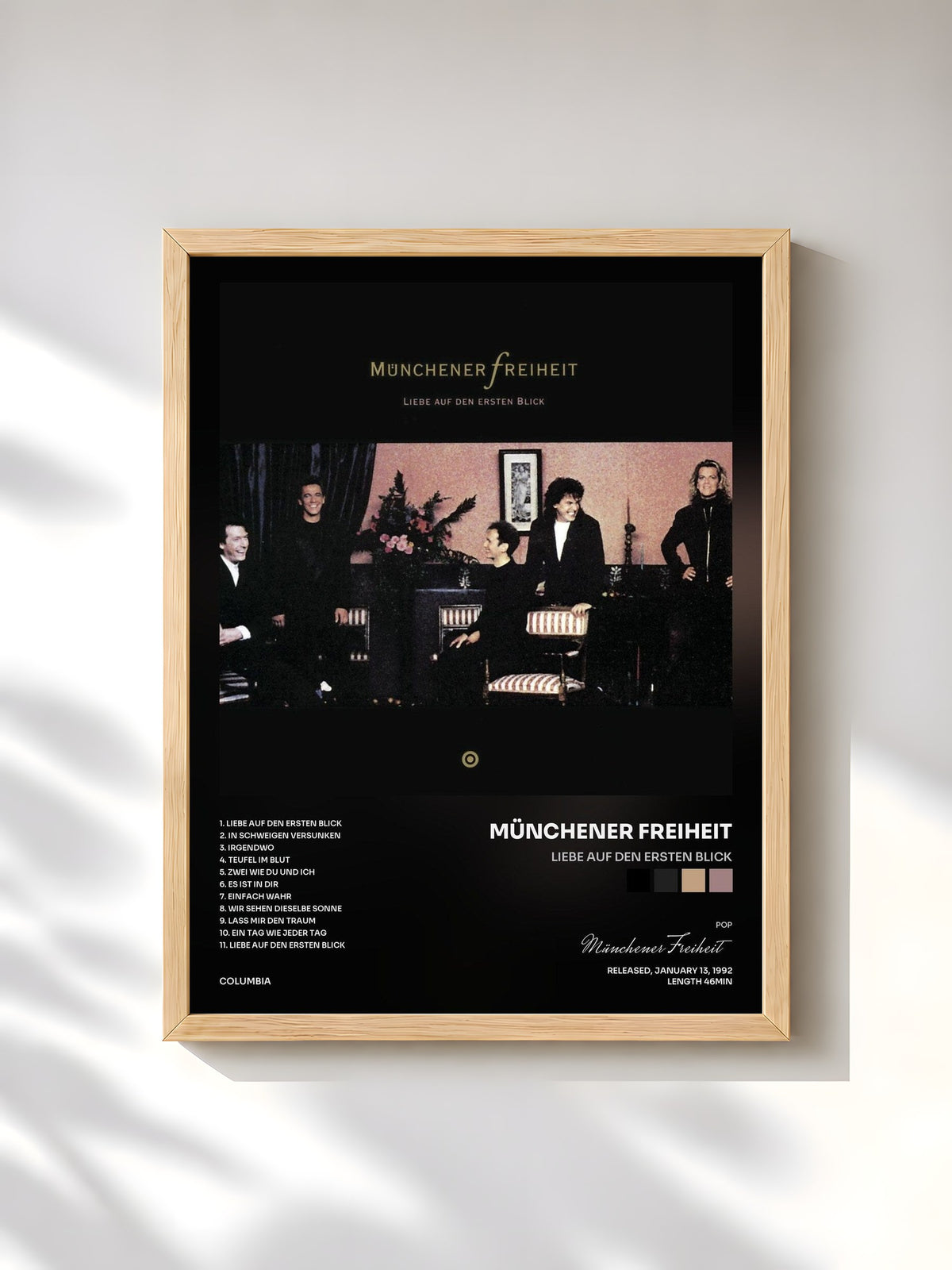 #bois Tableau de l'album Liebe Auf Den Ersten Blick de Münchener Freiheit, cadre en bois brut, imprimé et encadré en France