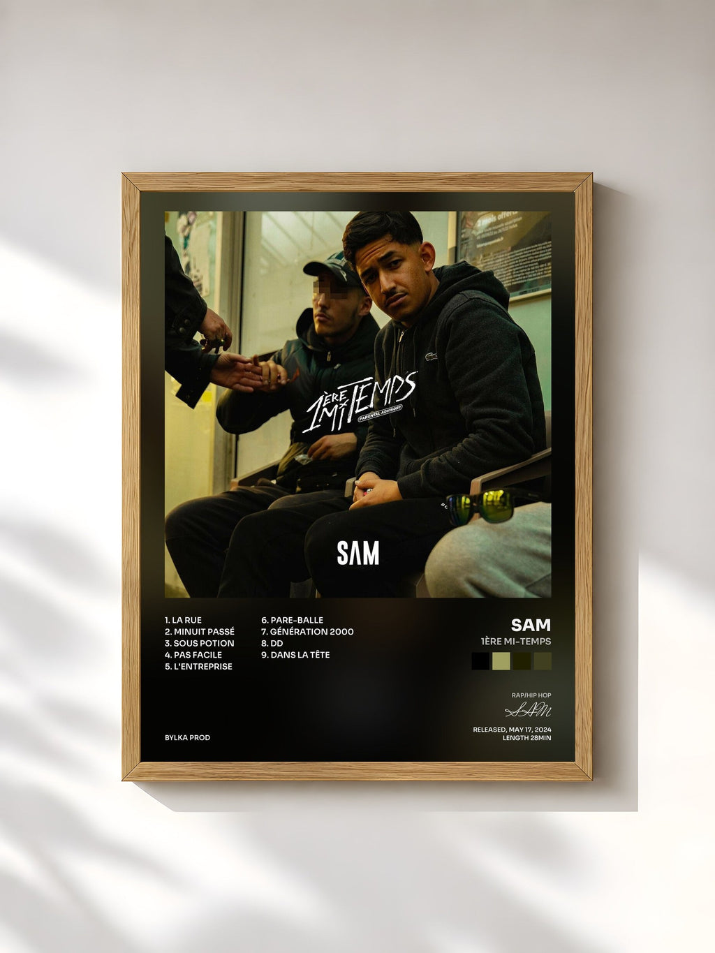 #bois Tableau de l'album 1ère Mi-Temps de SAM, cadre en bois brut, imprimé et encadré en France