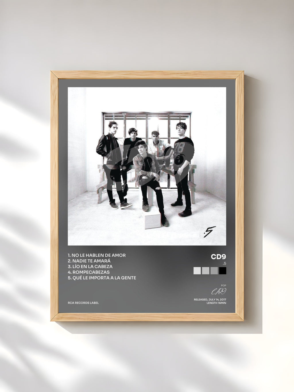 #bois Tableau de l'album .5 de CD9, cadre en bois brut, imprimé et encadré en France