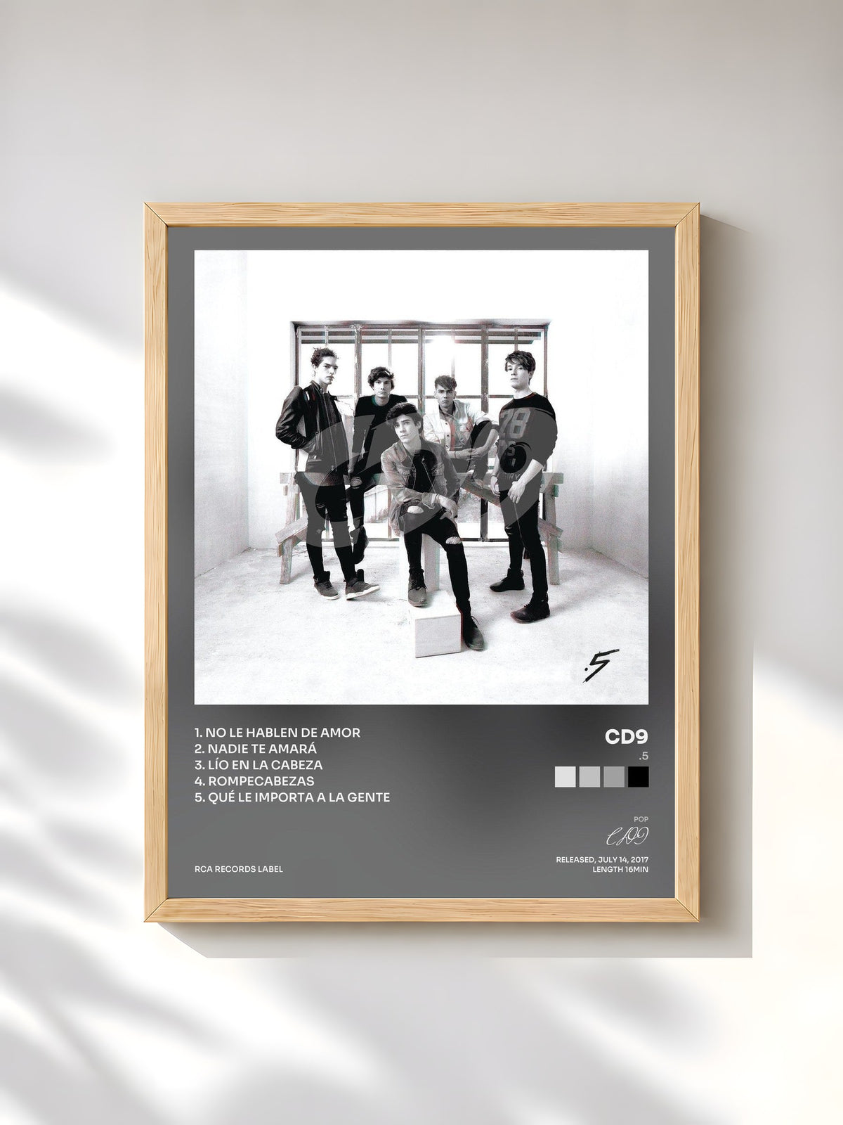 #bois Tableau de l'album .5 de CD9, cadre en bois brut, imprimé et encadré en France