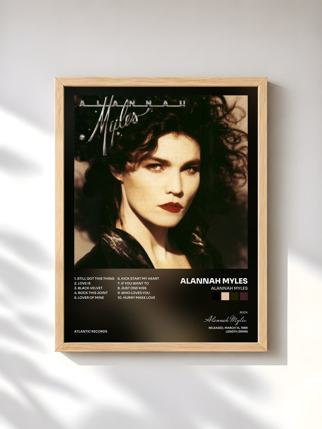 #bois Tableau de l'album Alannah Myles de Alannah Myles, cadre en bois brut, imprimé et encadré en France