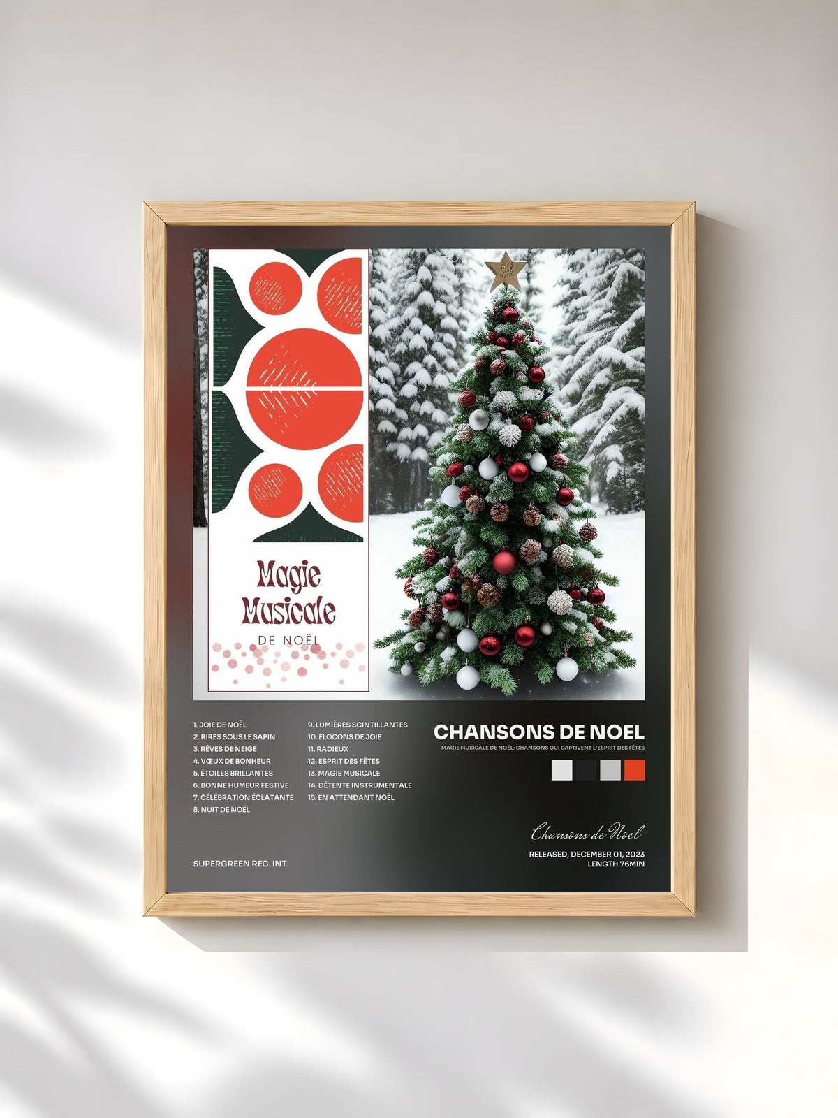 #bois Tableau de l'album Magie Musicale de Noël: Chansons Qui Captivent l'Esprit des Fêtes de Chansons de Noel, cadre en bois brut, imprimé et encadré en France