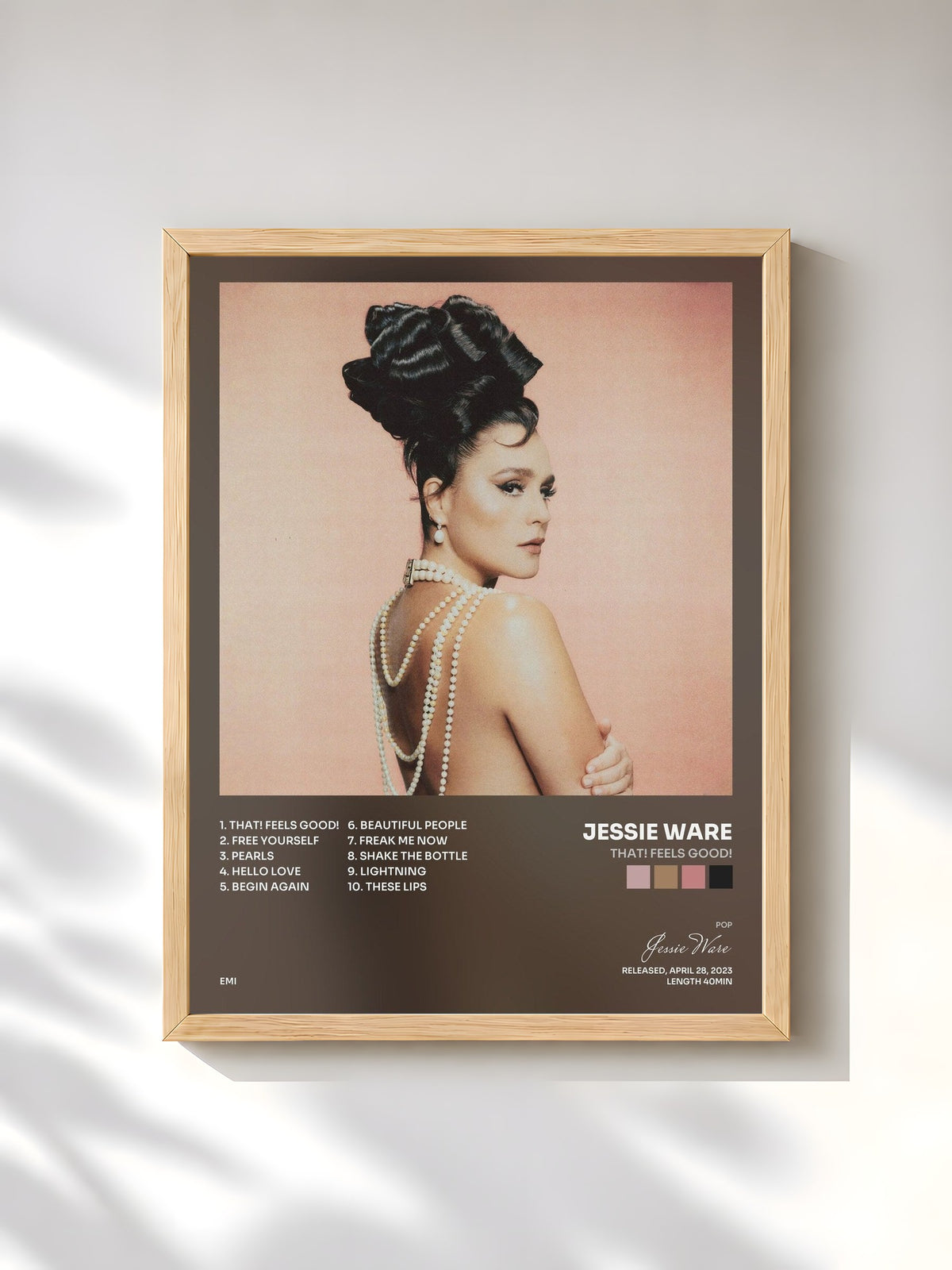 #bois Tableau de l'album That! Feels Good! de Jessie Ware, cadre en bois brut, imprimé et encadré en France