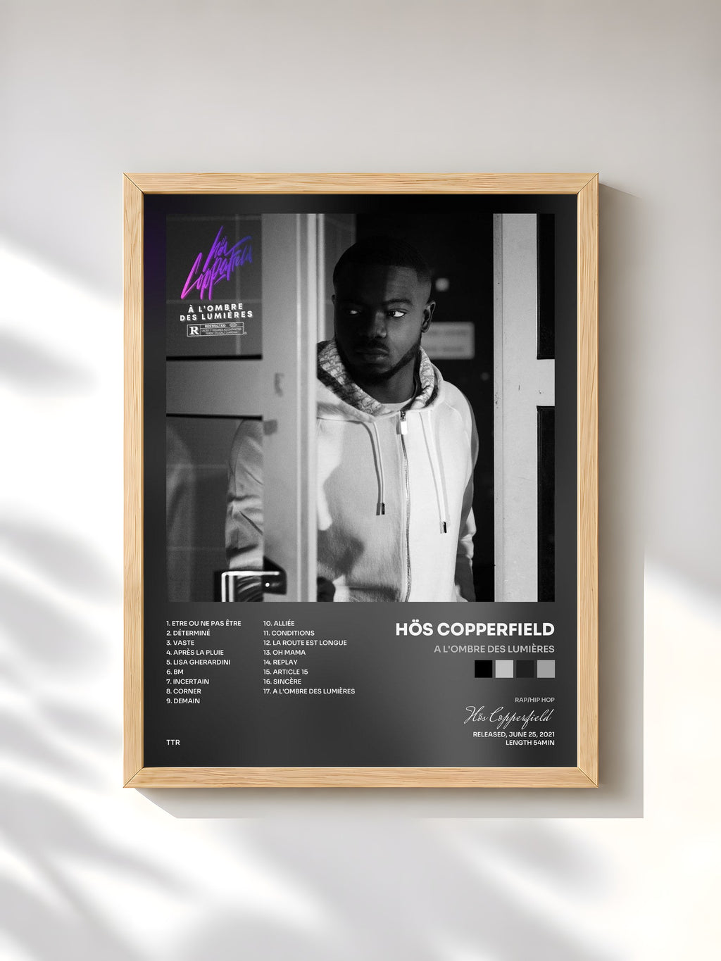 #bois Tableau de l'album A l'ombre des lumières de Hös Copperfield, cadre en bois brut, imprimé et encadré en France