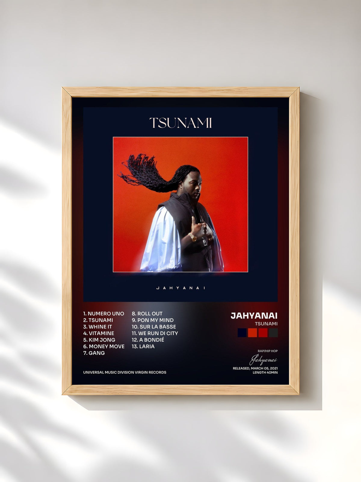 #bois Tableau de l'album Tsunami de Jahyanai, cadre en bois brut, imprimé et encadré en France