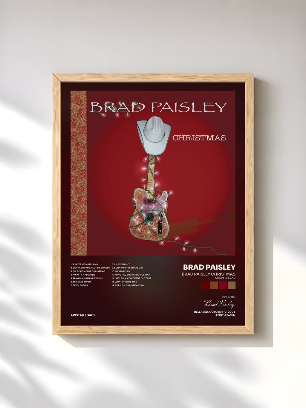 #bois Tableau de l'album Brad Paisley Christmas (Deluxe Version) de Brad Paisley, cadre en bois brut, imprimé et encadré en France
