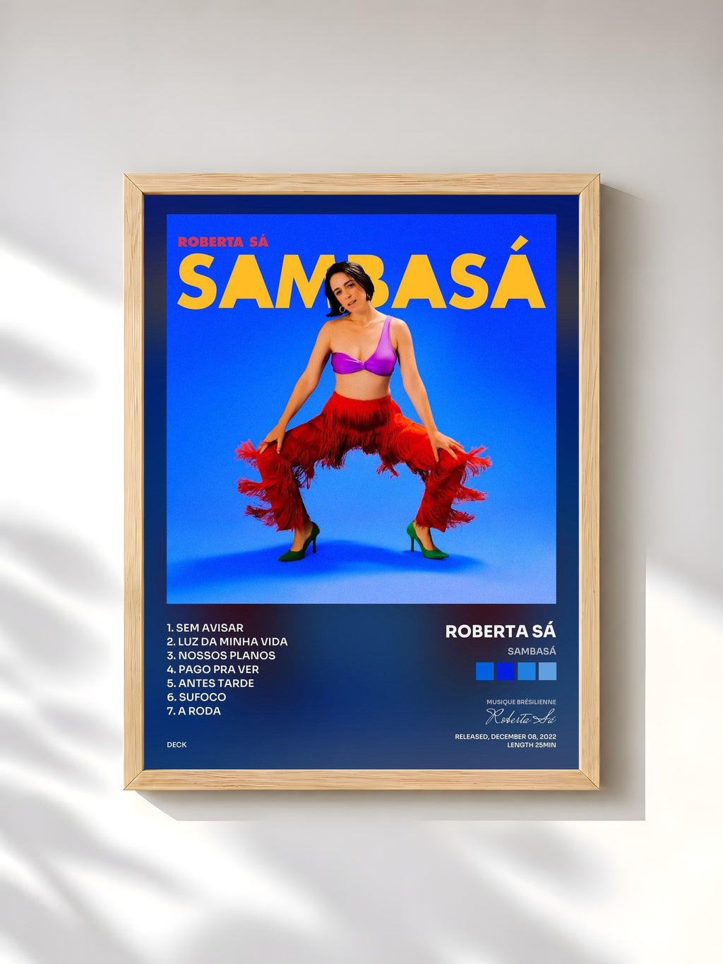 #bois Tableau de l'album Sambasá de Roberta Sá, cadre en bois brut, imprimé et encadré en France