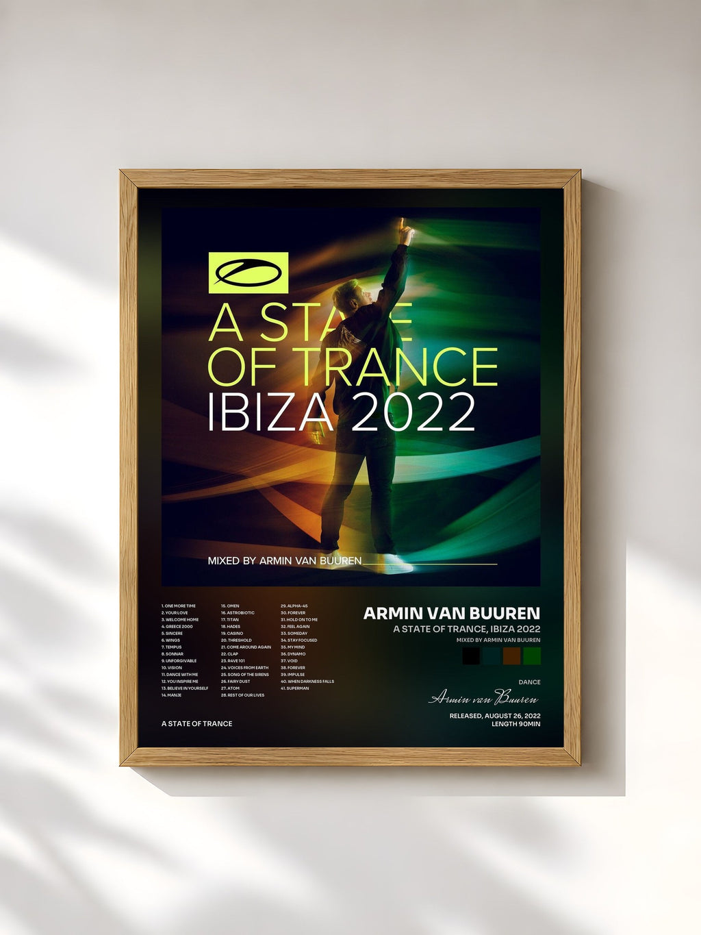 #bois Tableau de l'album A State Of Trance, Ibiza 2022 (Mixed by Armin van Buuren) de Armin van Buuren, cadre en bois brut, imprimé et encadré en France