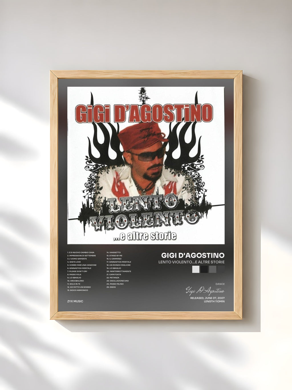 #bois Tableau de l'album Lento Violento...e altre storie de Gigi D'Agostino, cadre en bois brut, imprimé et encadré en France