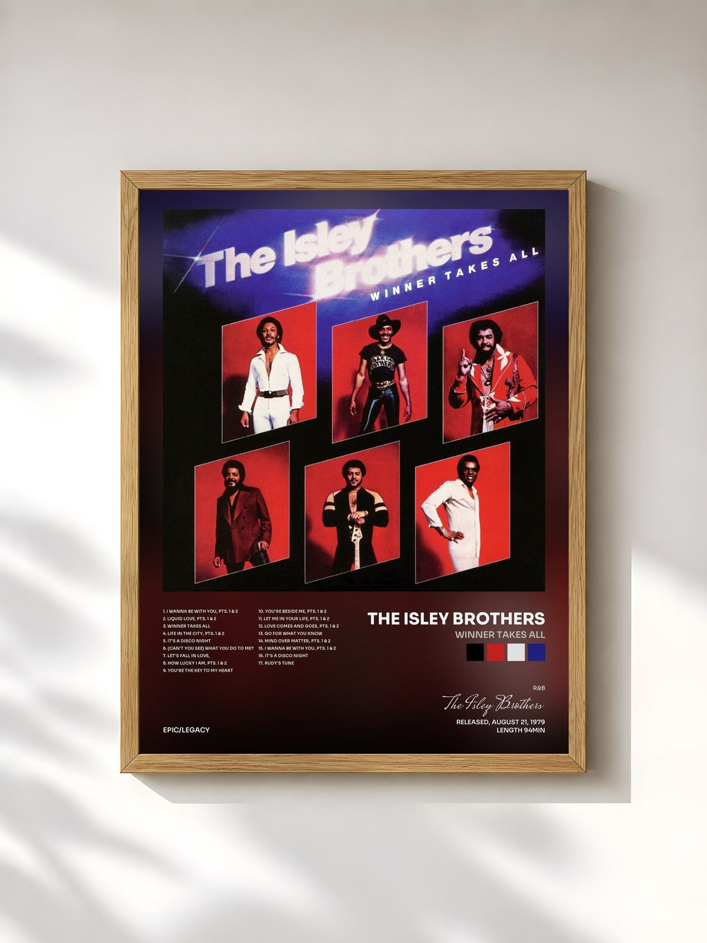 #bois Tableau de l'album Winner Takes All de The Isley Brothers, cadre en bois brut, imprimé et encadré en France