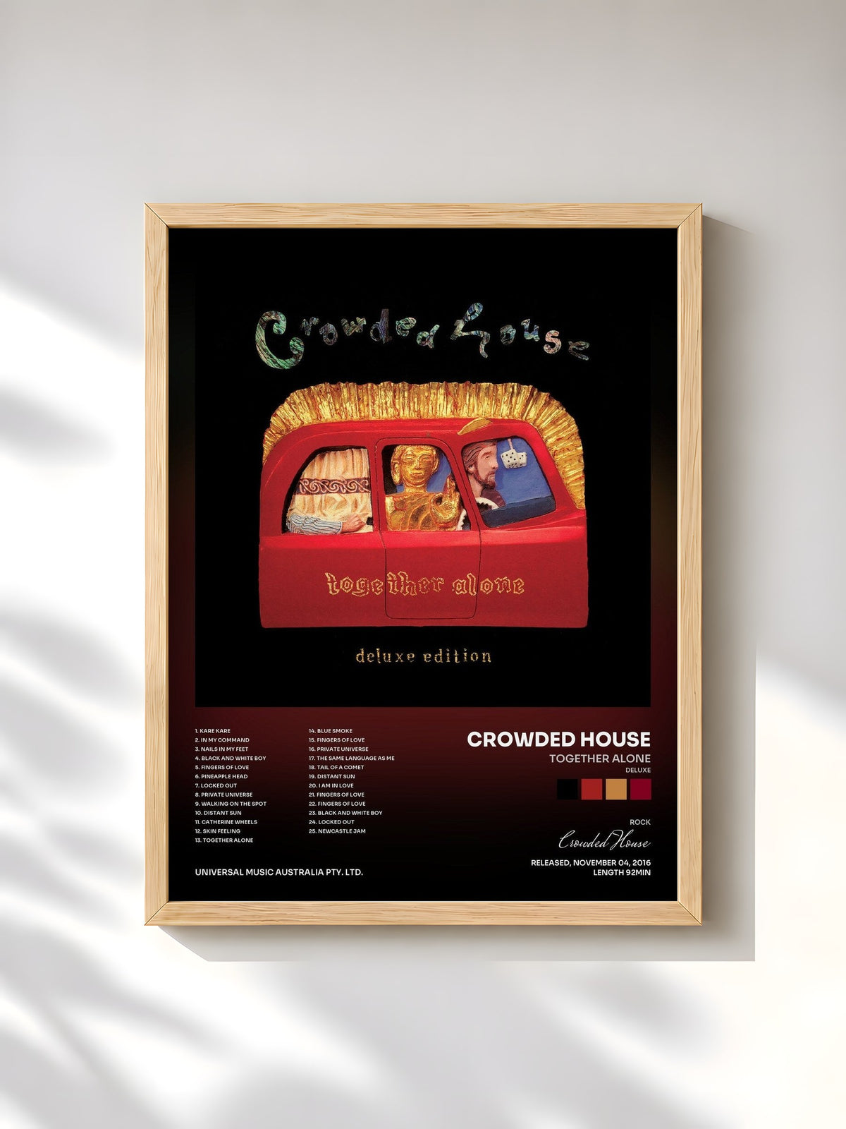 #bois Tableau de l'album Together Alone (Deluxe) de Crowded House, cadre en bois brut, imprimé et encadré en France